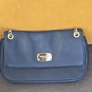 Michael Kors Navy Blue Leather Shoulder Bag